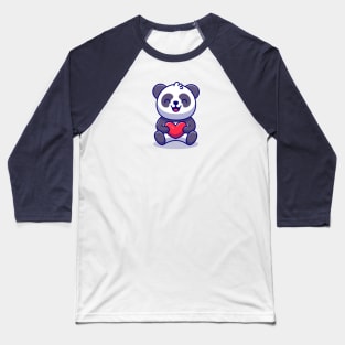 Cute Panda Holding Love Cartoon Baseball T-Shirt